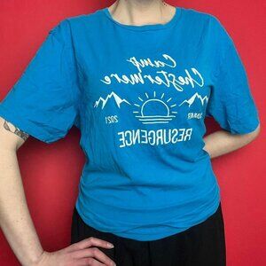 Eurospuntees / bright blue camp Chestermere tee shirt 🩵🤍​​​​​